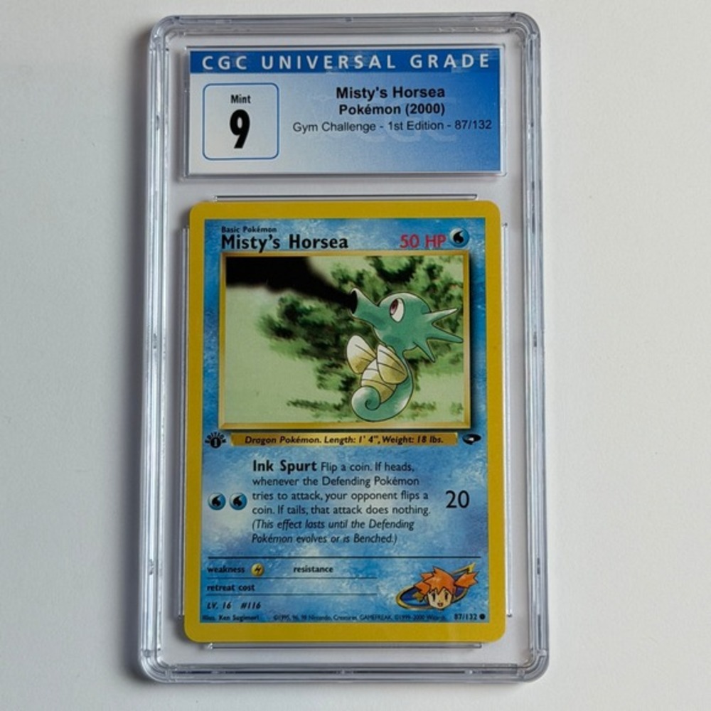 Misty's Horsea 1st Edition 87/132 CGC 9 Mint TCG Pokemon 2000 Gym Challenge WotC